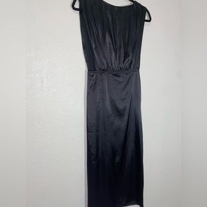 Lena Satin Formal Midi Dress with Side and Back Cutouts